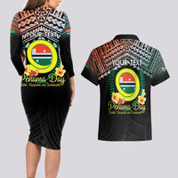 Personalised Penama Day Couples Matching Long Sleeve Bodycon Dress and Hawaiian Shirt Vanuatu Provinces Polynesian Pattern LT14 - Polynesian Pride