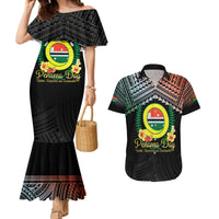Personalised Penama Day Couples Matching Mermaid Dress and Hawaiian Shirt Vanuatu Provinces Polynesian Pattern