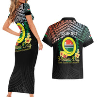 Personalised Penama Day Couples Matching Short Sleeve Bodycon Dress and Hawaiian Shirt Vanuatu Provinces Polynesian Pattern LT14 - Polynesian Pride