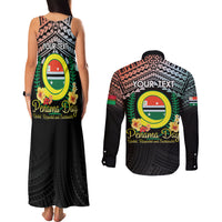 Personalised Penama Day Couples Matching Tank Maxi Dress and Long Sleeve Button Shirt Vanuatu Provinces Polynesian Pattern LT14 - Polynesian Pride