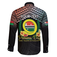 Personalised Penama Day Family Matching Off The Shoulder Long Sleeve Dress and Hawaiian Shirt Vanuatu Provinces Polynesian Pattern