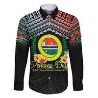 Personalised Penama Day Family Matching Summer Maxi Dress and Hawaiian Shirt Vanuatu Provinces Polynesian Pattern LT14 Dad's Shirt - Long Sleeve Black - Polynesian Pride