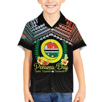 Personalised Penama Day Family Matching Summer Maxi Dress and Hawaiian Shirt Vanuatu Provinces Polynesian Pattern LT14 Son's Shirt Black - Polynesian Pride