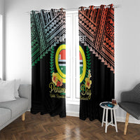 Personalised Penama Day Window Curtain Vanuatu Provinces Polynesian Pattern LT14 With Grommets Black - Polynesian Pride