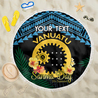 Personalised Sanma Day Beach Blanket Vanuatu Provinces Polynesian Pattern LT14 One Size 150cm Black - Polynesian Pride