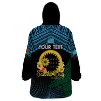 Personalised Sanma Day Wearable Blanket Hoodie Vanuatu Provinces Polynesian Pattern