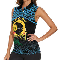 Personalised Sanma Day Women Sleeveless Polo Shirt Vanuatu Provinces Polynesian Pattern