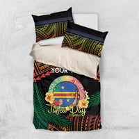 Personalised Tafea Day Bedding Set Vanuatu Provinces Polynesian Pattern LT14 US Twin 172cm x 218cm Black - Polynesian Pride