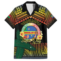 Personalised Tafea Day Family Matching Off Shoulder Maxi Dress and Hawaiian Shirt Vanuatu Provinces Polynesian Pattern LT14 Dad's Shirt - Short Sleeve Black - Polynesian Pride