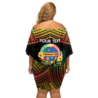 Personalised Tafea Day Off Shoulder Short Dress Vanuatu Provinces Polynesian Pattern LT14 - Polynesian Pride