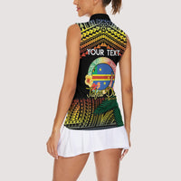Personalised Tafea Day Women Sleeveless Polo Shirt Vanuatu Provinces Polynesian Pattern