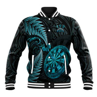 Personalised New Zealand Darts Baseball Jacket Happiness Is A Tight Threesome Maori Paua Shell LT14 Unisex Turquoise - Polynesian Pride