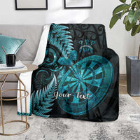 Personalised New Zealand Darts Blanket Happiness Is A Tight Threesome Maori Paua Shell
