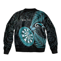 Personalised New Zealand Darts Bomber Jacket Happiness Is A Tight Threesome Maori Paua Shell