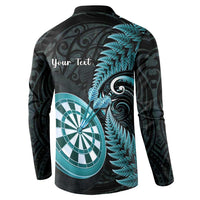 Personalised New Zealand Darts Button Sweatshirt Happiness Is A Tight Threesome Maori Paua Shell LT14 - Polynesian Pride