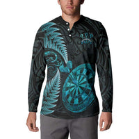 Personalised New Zealand Darts Button Sweatshirt Happiness Is A Tight Threesome Maori Paua Shell LT14 - Polynesian Pride