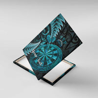 Personalised New Zealand Darts Canvas Wall Art Happiness Is A Tight Threesome Maori Paua Shell LT14 With Frame Turquoise - Polynesian Pride