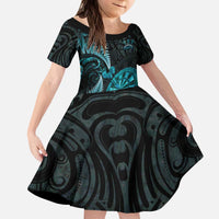 Personalised New Zealand Darts Kid Short Sleeve Dress Happiness Is A Tight Threesome Maori Paua Shell