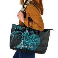Personalised New Zealand Darts Leather Tote Bag Happiness Is A Tight Threesome Maori Paua Shell