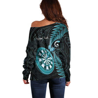Personalised New Zealand Darts Off Shoulder Sweater Happiness Is A Tight Threesome Maori Paua Shell