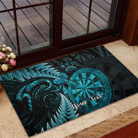 Personalised New Zealand Darts Rubber Doormat Happiness Is A Tight Threesome Maori Paua Shell LT14 - Polynesian Pride