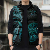 Personalised New Zealand Darts Sleeveless Puffer Jacket Happiness Is A Tight Threesome Maori Paua Shell - Polynesian Pride
