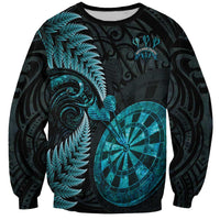 Personalised New Zealand Darts Sweatshirt Happiness Is A Tight Threesome Maori Paua Shell LT14 Unisex Turquoise - Polynesian Pride