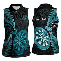 Personalised New Zealand Darts Women Sleeveless Polo Shirt Happiness Is A Tight Threesome Maori Paua Shell