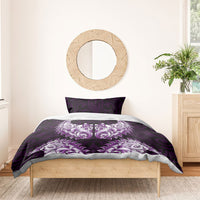 New Zealand Ta Moko Bedding Set Aotearoa Maori Chest Tattoo Purple