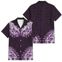 New Zealand Ta Moko Family Matching Off Shoulder Maxi Dress and Hawaiian Shirt Aotearoa Maori Chest Tattoo Purple LT14 Dad's Shirt - Short Sleeve Purple - Polynesian Pride