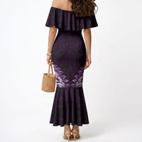 New Zealand Ta Moko Mermaid Dress Aotearoa Maori Chest Tattoo Purple LT14 - Polynesian Pride