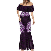 New Zealand Ta Moko Mermaid Dress Aotearoa Maori Chest Tattoo Purple