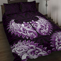 New Zealand Ta Moko Quilt Bed Set Aotearoa Maori Chest Tattoo Purple