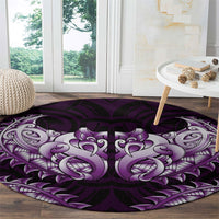 New Zealand Ta Moko Round Carpet Aotearoa Maori Chest Tattoo Purple