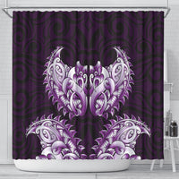 New Zealand Ta Moko Shower Curtain Aotearoa Maori Chest Tattoo Purple