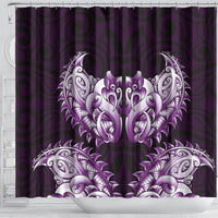 New Zealand Ta Moko Shower Curtain Aotearoa Maori Chest Tattoo Purple