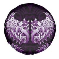New Zealand Ta Moko Spare Tire Cover Aotearoa Maori Chest Tattoo Purple