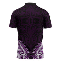 New Zealand Ta Moko Zipper Polo Shirt Aotearoa Maori Chest Tattoo Purple LT14 - Polynesian Pride