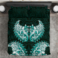 New Zealand Ta Moko Bedding Set Aotearoa Maori Chest Tattoo Turquoise