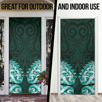 New Zealand Ta Moko Door Cover Aotearoa Maori Chest Tattoo Turquoise