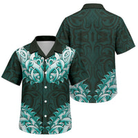 New Zealand Ta Moko Family Matching Off Shoulder Short Dress and Hawaiian Shirt Aotearoa Maori Chest Tattoo Turquoise LT14 Son's Shirt Turquoise - Polynesian Pride