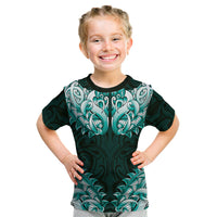 New Zealand Ta Moko Kid T Shirt Aotearoa Maori Chest Tattoo Turquoise