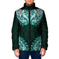 New Zealand Ta Moko Padded Jacket Aotearoa Maori Chest Tattoo Turquoise