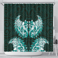 New Zealand Ta Moko Shower Curtain Aotearoa Maori Chest Tattoo Turquoise