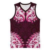 New Zealand Ta Moko Basketball Jersey Aotearoa Maori Chest Tattoo Pink