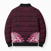 New Zealand Ta Moko Bomber Puffer Jacket Aotearoa Maori Chest Tattoo Pink