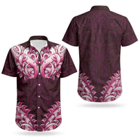 New Zealand Ta Moko Couples Matching Summer Maxi Dress and Hawaiian Shirt Aotearoa Maori Chest Tattoo Pink