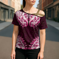 New Zealand Ta Moko Cross Shoulder Shirt Aotearoa Maori Chest Tattoo Pink