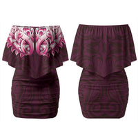 New Zealand Ta Moko Family Matching Off Shoulder Short Dress and Hawaiian Shirt Aotearoa Maori Chest Tattoo Pink LT14 Mom's Dress Pink - Polynesian Pride