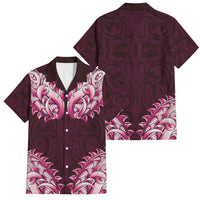 New Zealand Ta Moko Family Matching Off Shoulder Short Dress and Hawaiian Shirt Aotearoa Maori Chest Tattoo Pink LT14 Dad's Shirt - Short Sleeve Pink - Polynesian Pride